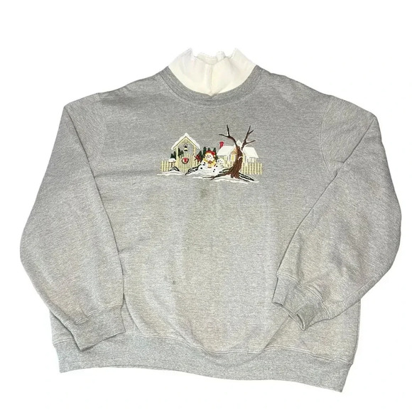 Vintage Southern Lady Womens XL Gray Winter Crewneck Pullover Sweatshirt Sweater - Picture 1 of 4